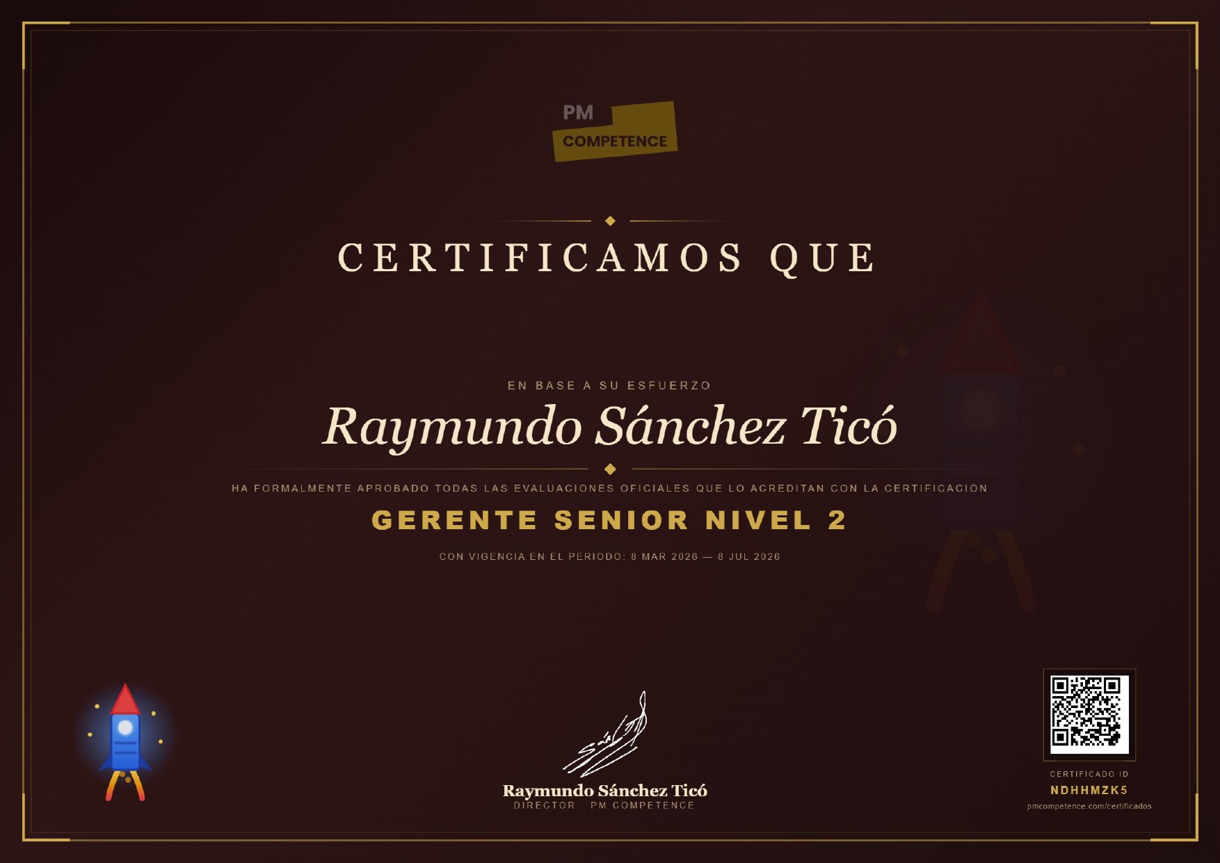 Diploma Gerente Senior Nivel 2 PM Competence