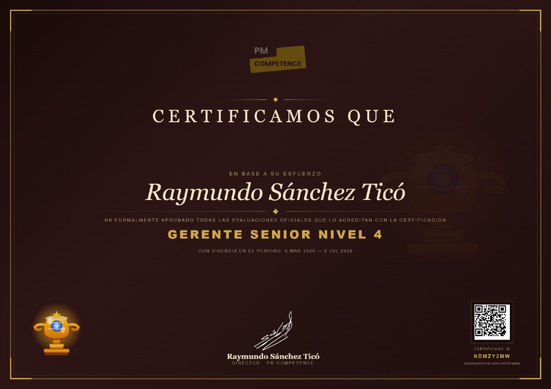 Diploma Gerente Senior Nivel 3 PM Competence